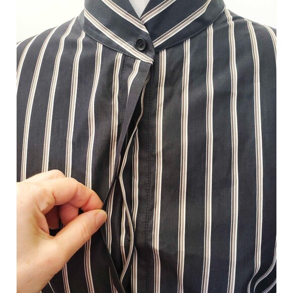 AKRIS PUNTO Womens Striped Asymmetric Insert Shirtdress Dress Charcoal 14 - Picture 11 of 12